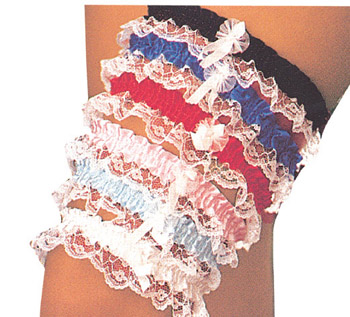 Different colored leg garter belts.