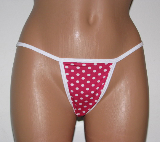 Fuchsia polka dots g-string