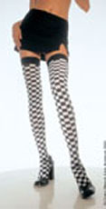 Black and white checkered stockings.