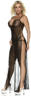 Long black see through gown.